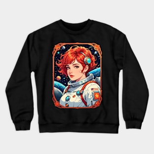 Astro Girl Astronaut female retro vintage 80s comic design Crewneck Sweatshirt